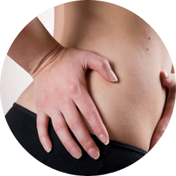 Back or lower abdomen stuck with sharp pain